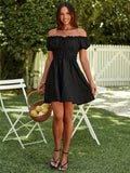 Berrylush Off-Shoulder Bishop Sleeve A-Line Dress