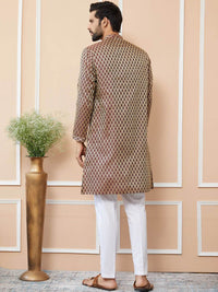 See Designs Ethnic Motifs Woven Design Mandarin Collar Straight Kurta With Pyjamas