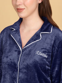 KLOTTHE Lapel Collar Woollen Shirt With Pyjamas