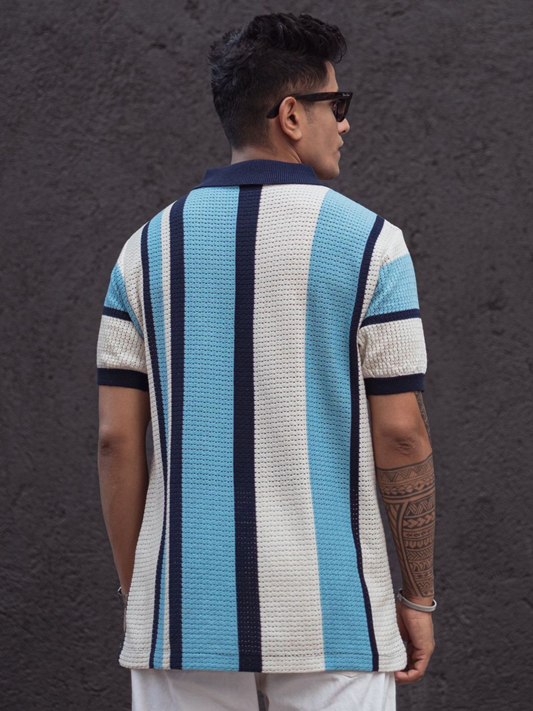 Powerlook Men Striped Polo Collar T-shirt