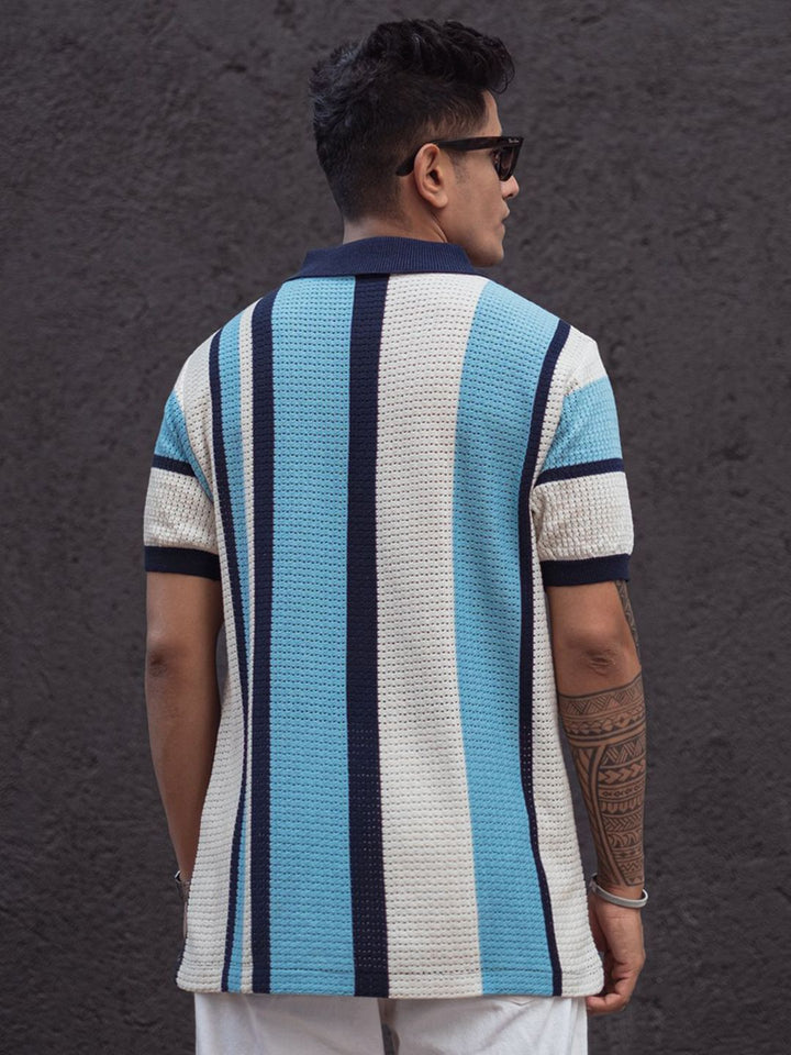 Powerlook Men Striped Polo Collar T-shirt