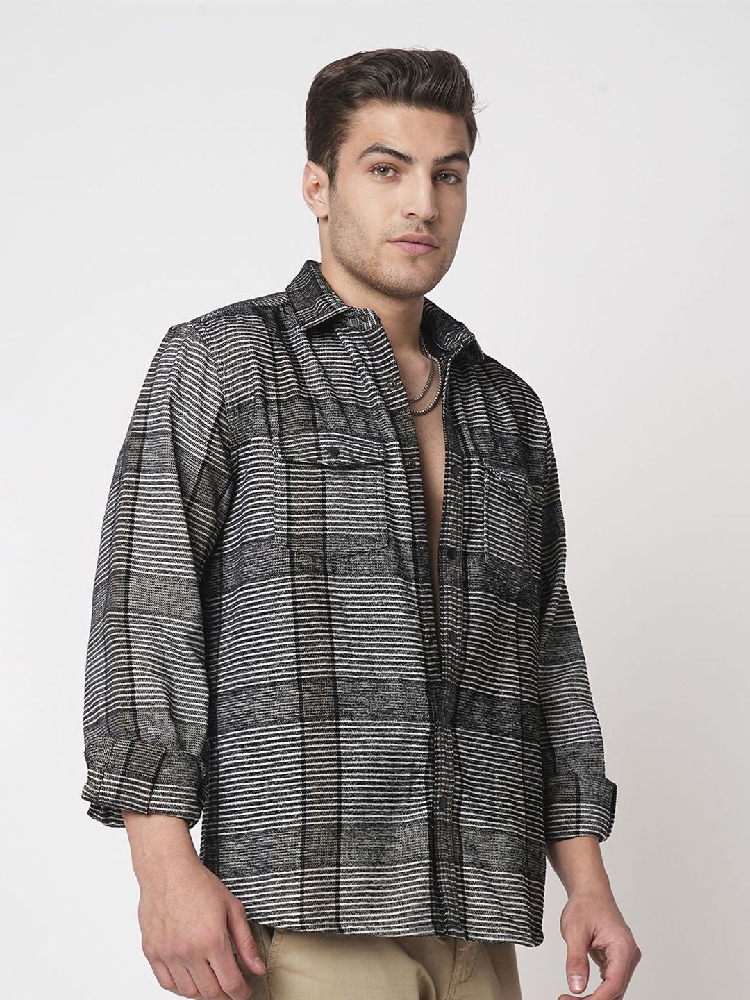 VASTRADO Men Classic Slim Fit Opaque Striped Casual Shirt