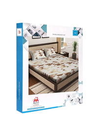 Myntra Elegant Homes White & Brown Geometric 400 TC King Bedsheet with 2 Pillow Covers