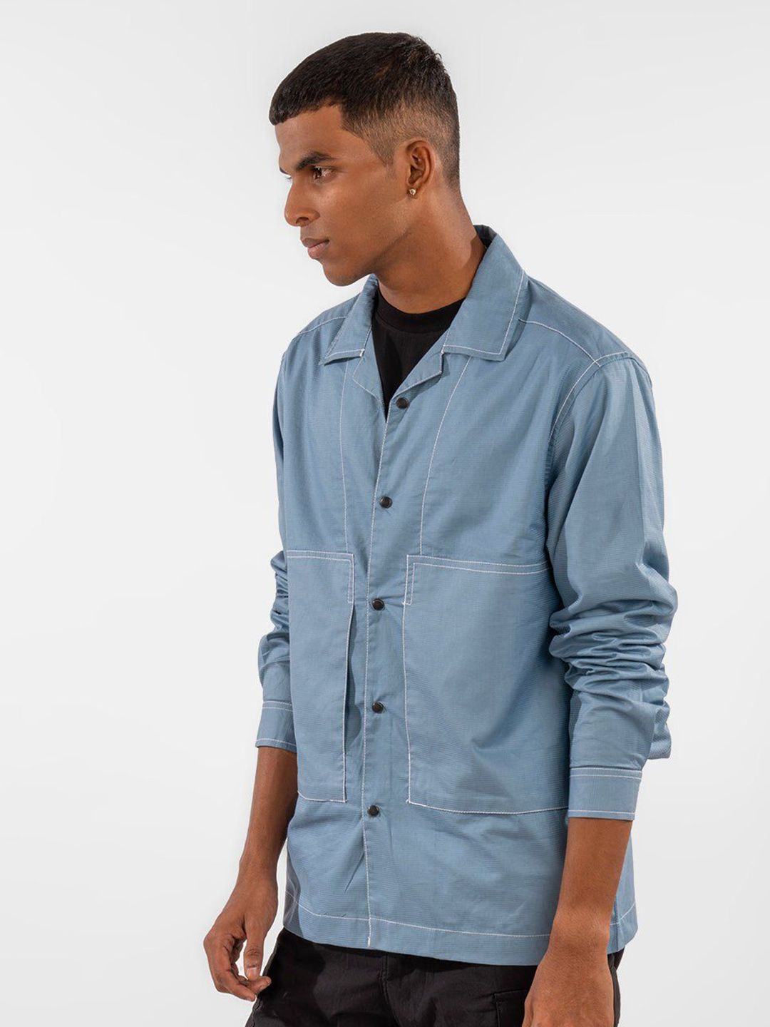 Eszett Cuban Collar Cotton Casual Shirt