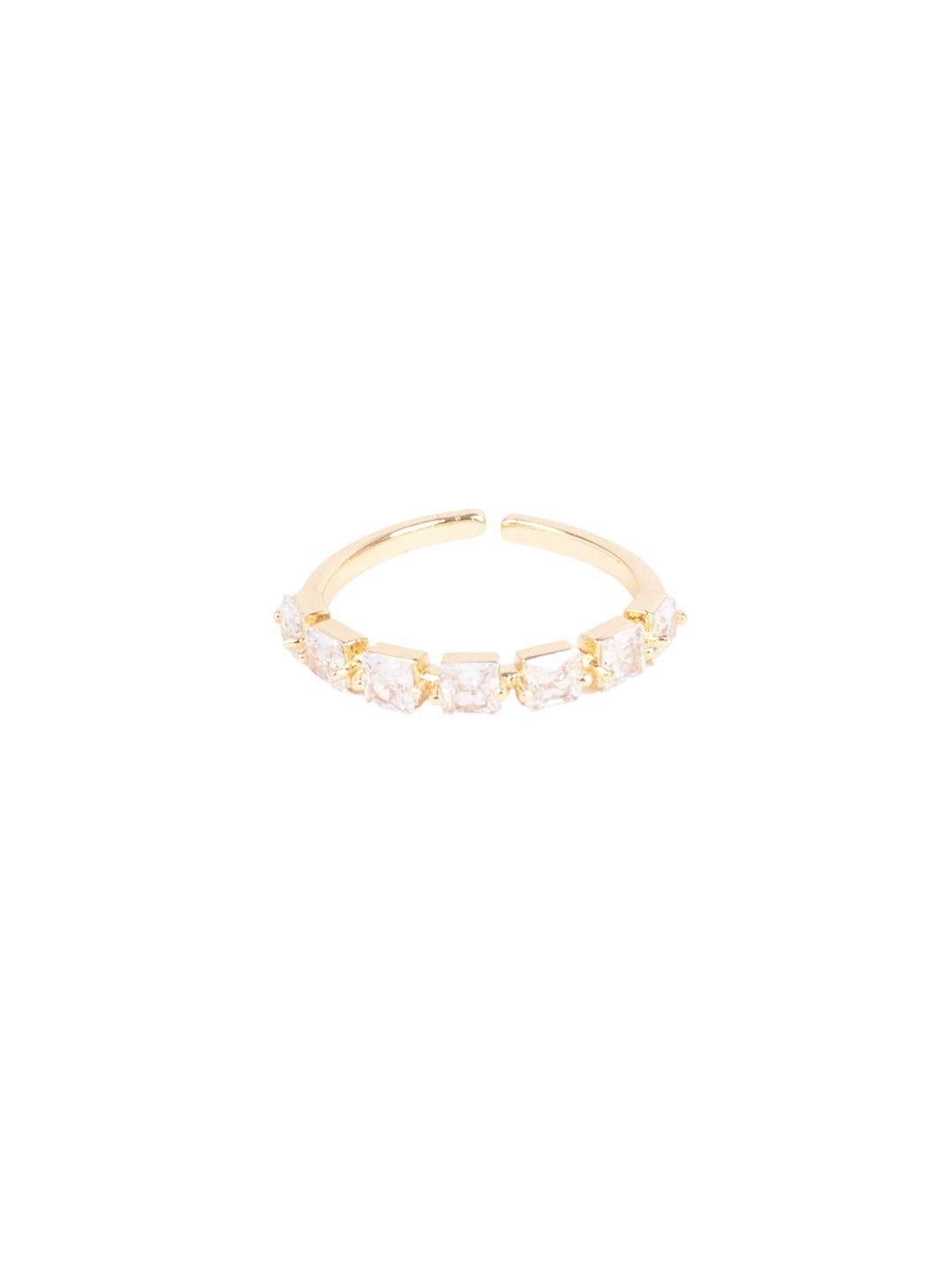 SALTY Gold Artificial-Stone Studded Ring For Women & Girls