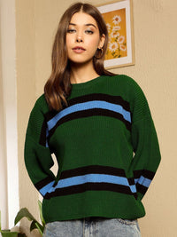 Berrylush Women Striped Pullover