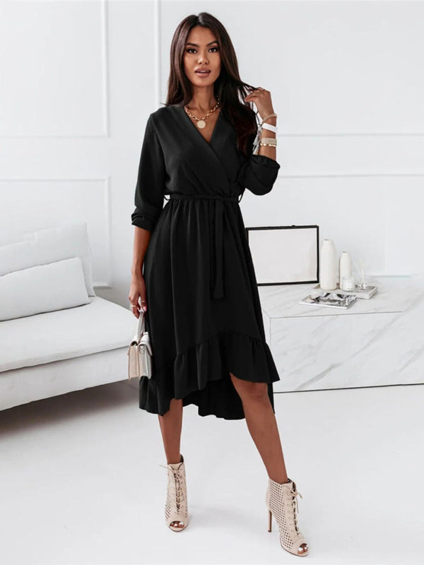 all about you V-Neck Wrap Ruffled Dress
