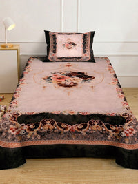 Myntra Elegant Brown Floral Printed Dilengkapi 400 TC Single Cadar 7D & 1 Sarung Bantal