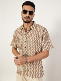 Thomas Scott Men Premium Spread Collar Vertical Striped Cotton Slim Fit Casual Shirt