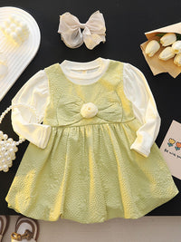YK Girls Pack of 2 Self Design  Pinafore Dress