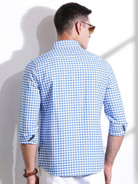Thomas Scott Men Cotton Classic Slim Fit Gingham Checks Opaque Checked Casual Shirt