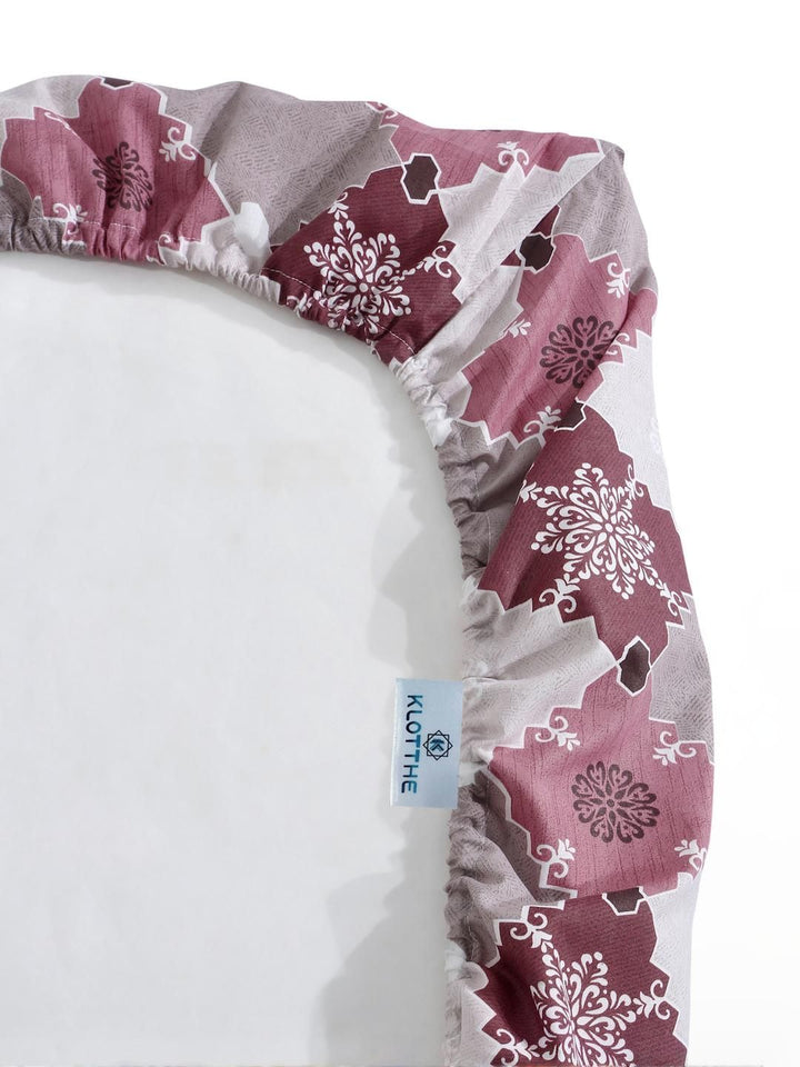 KLOTTHE Pink Geometric Cotton Single Bedsheets