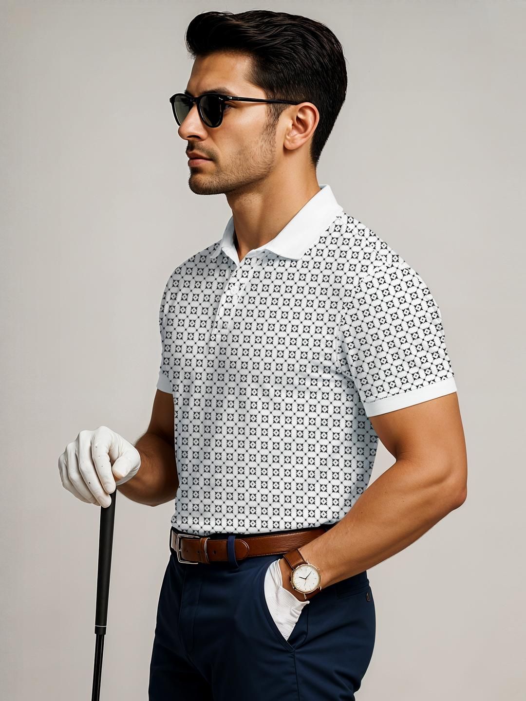 ADRO Men White Cotton Tshirts