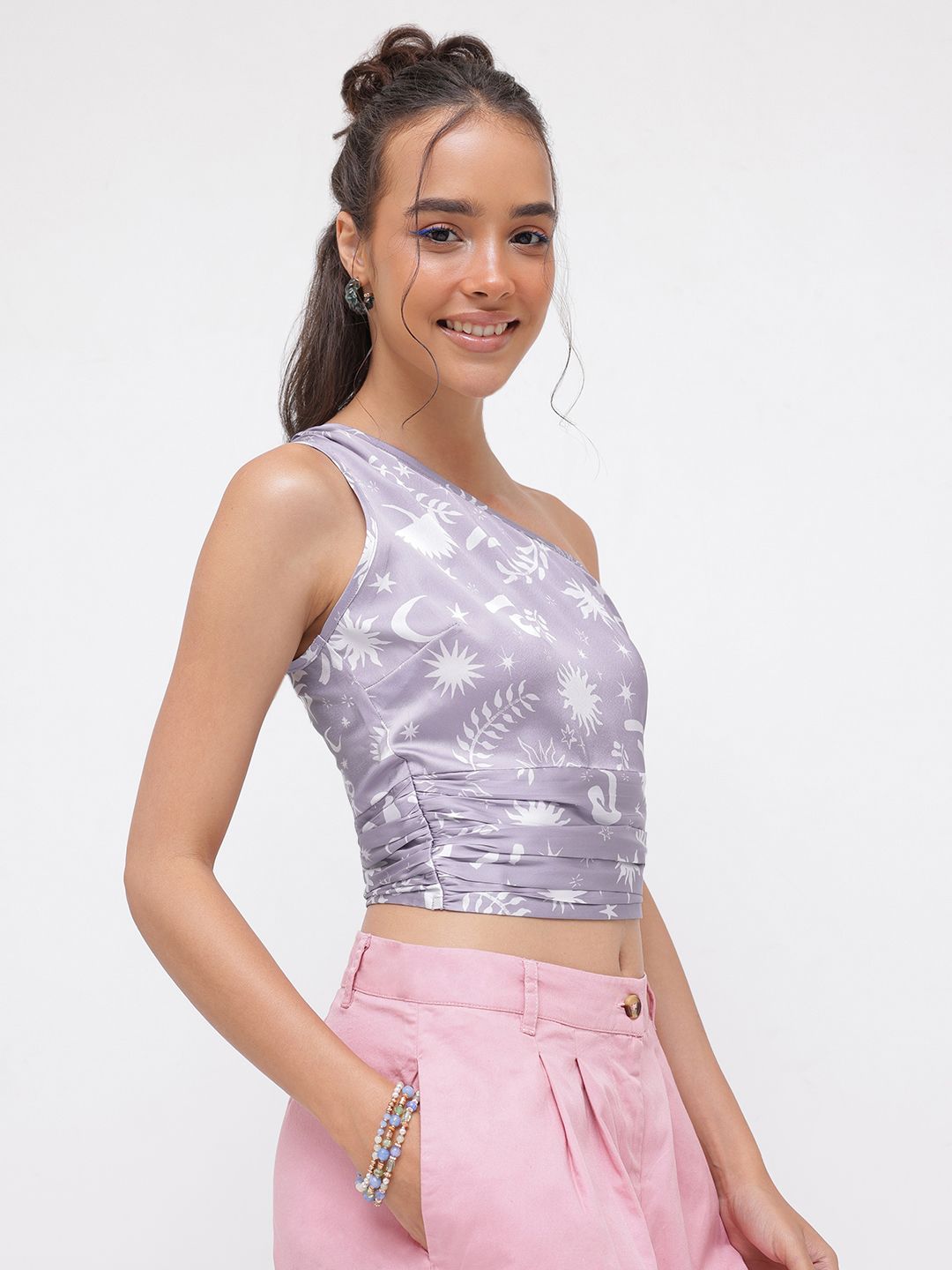 DressBerry Mythical Mood Shoulder Show Satin-Finish Top