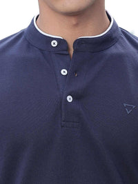 Thomas Scott Men Solid Mandarin Collar Knitted T-Shirt