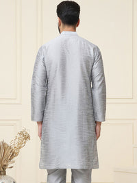 SOJANYA Band Collar Neck Long Sleeves Regular Dupion Silk Straight Kurta