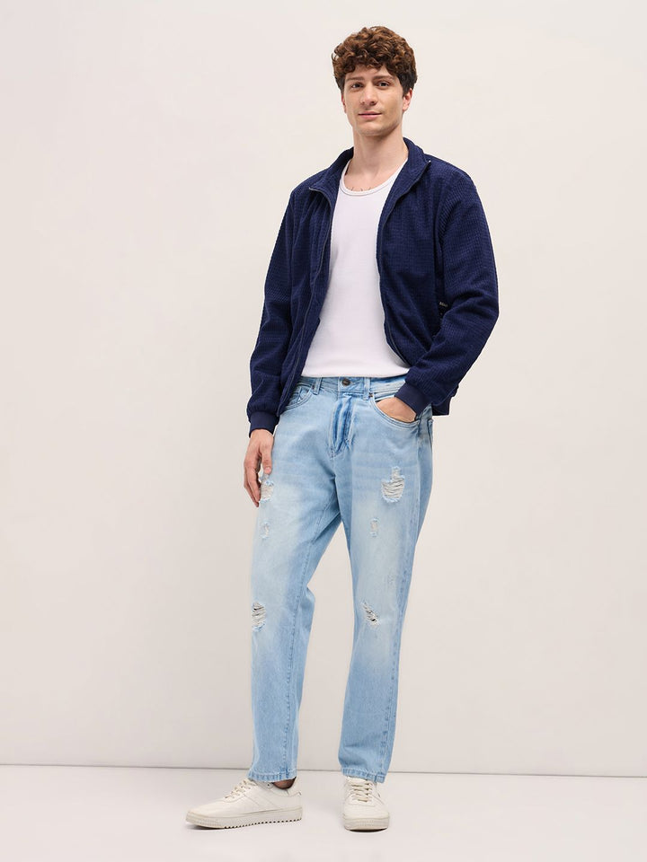 THE BEAR HOUSE Men Light Blue Distressed Relaxed Fit Jeans