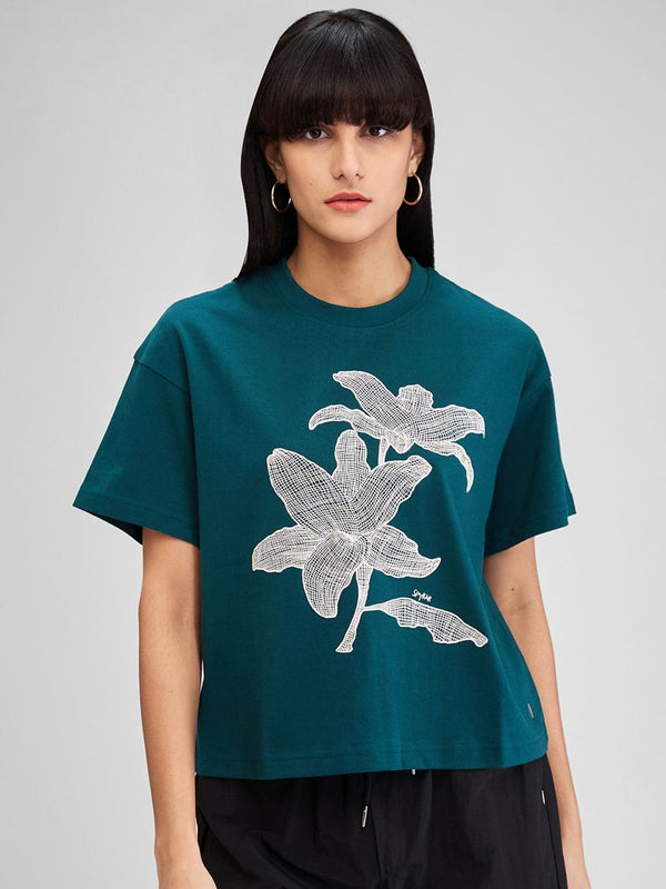 SPYKAR Women Floral Oversized T-shirt