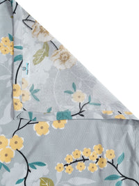 KLOTTHE Book Lipat Grey Floral Polycotton 300 TC King Fine Bedsheet dengan 2 Sarung Bantal-98 x 89 inci