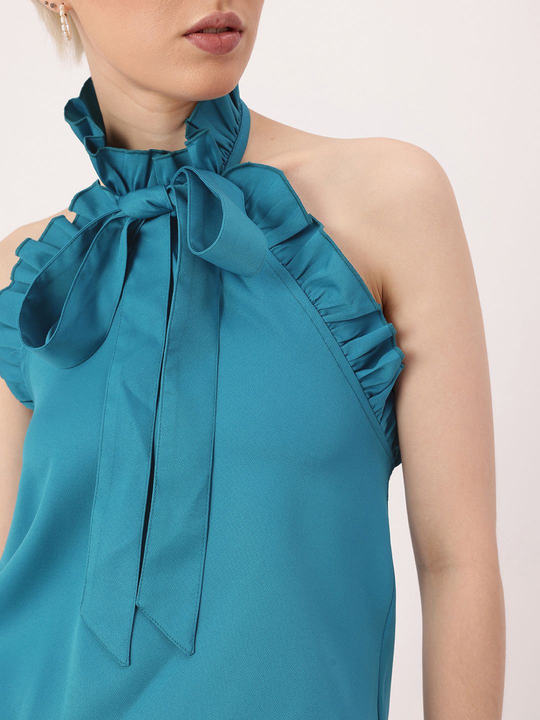 DressBerry Endearing Beauty Halter Neck Ruffle Top & Trousers Co-Ords