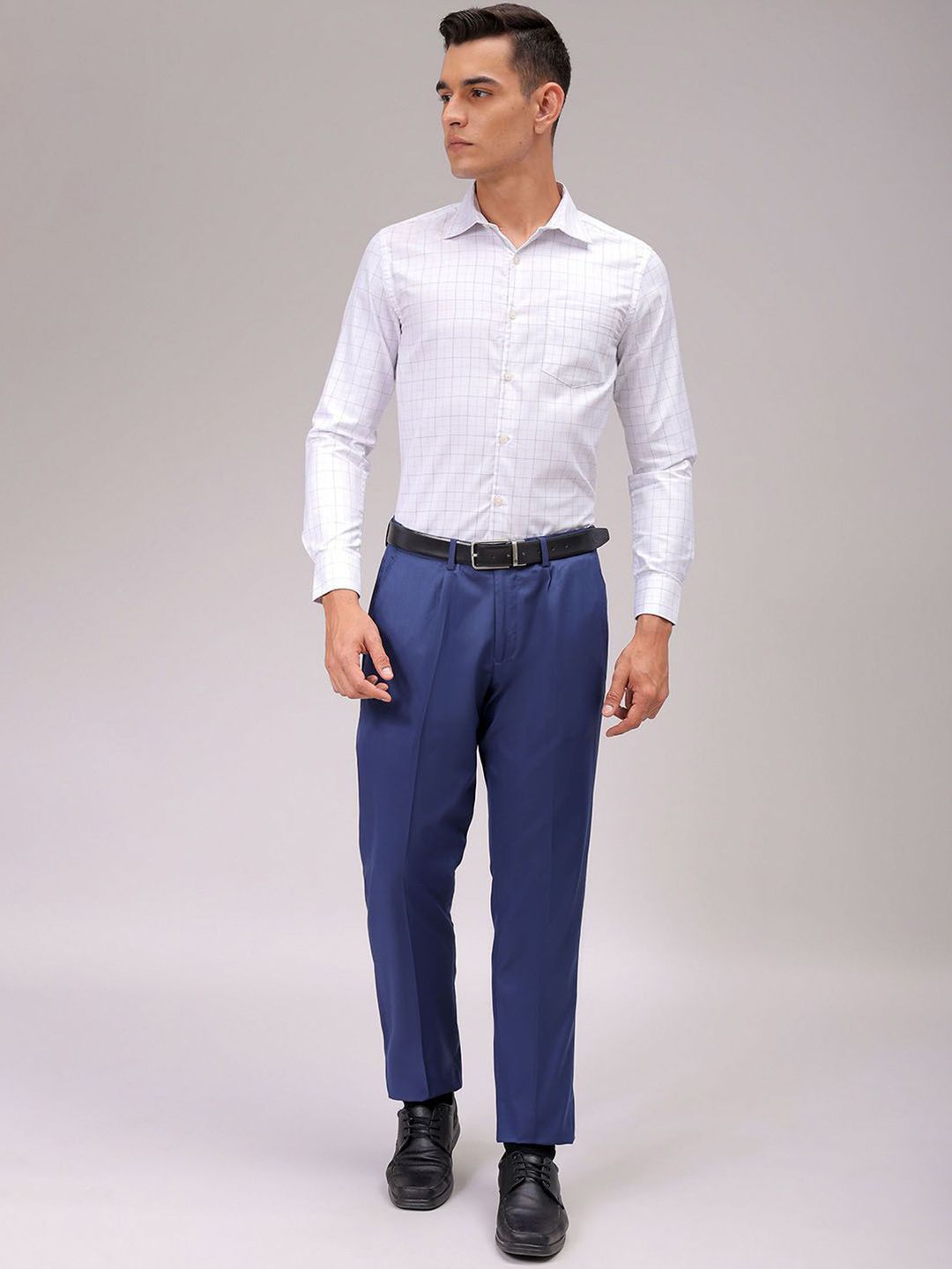 The Indian Garage Co. X Luxe Men Cutaway Collar Checked Slim Fit Formal Shirt