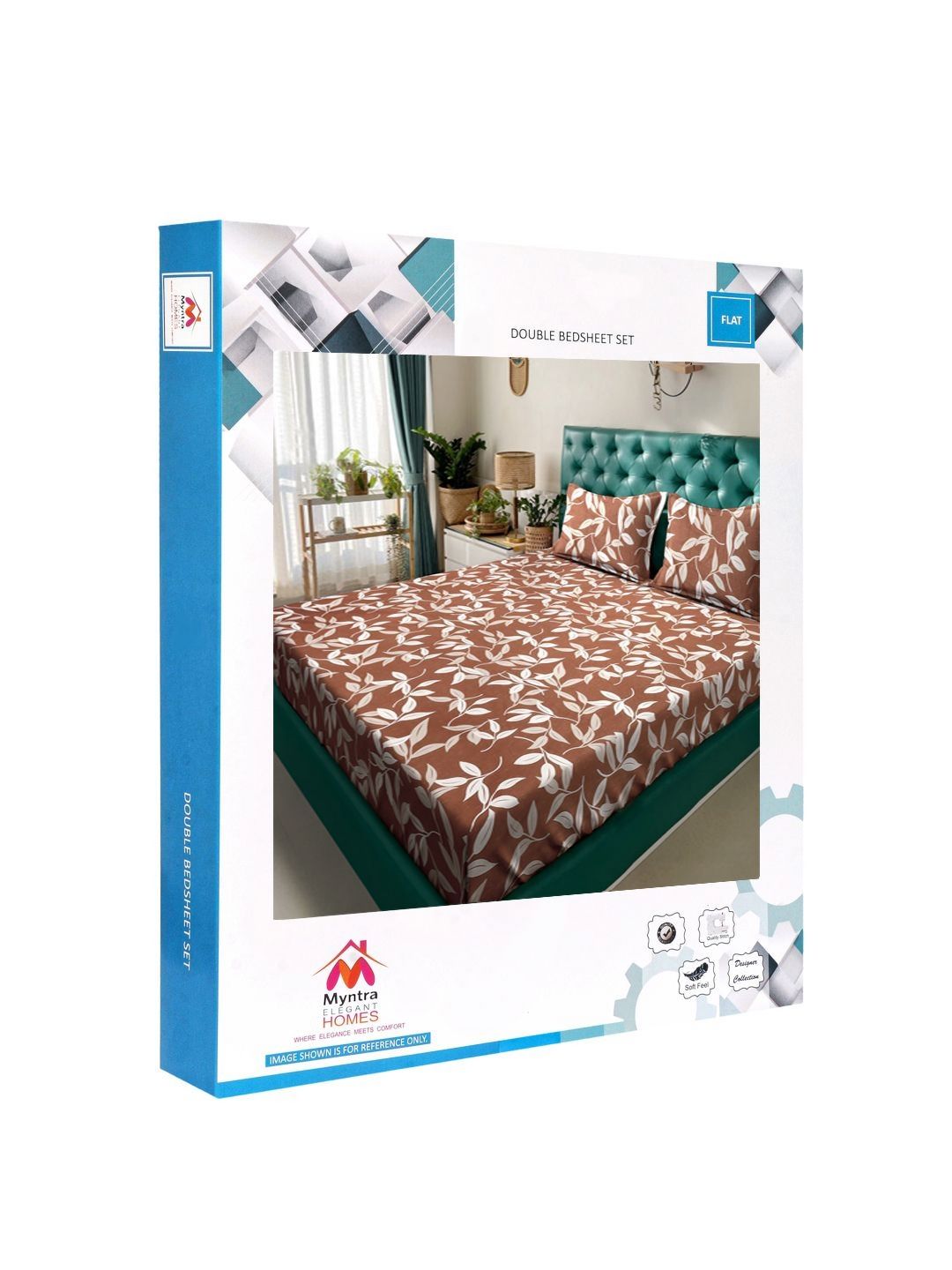 Myntra Elegant Homes Coklat & Putih Bunga Bercetak Set Cadar King 300 TC 2.50 m x 2.25 m