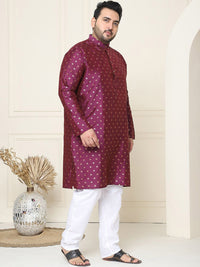 SOJANYA PLUS Ethnic Motifs Band Collar Straight Kurta With Pyjamas