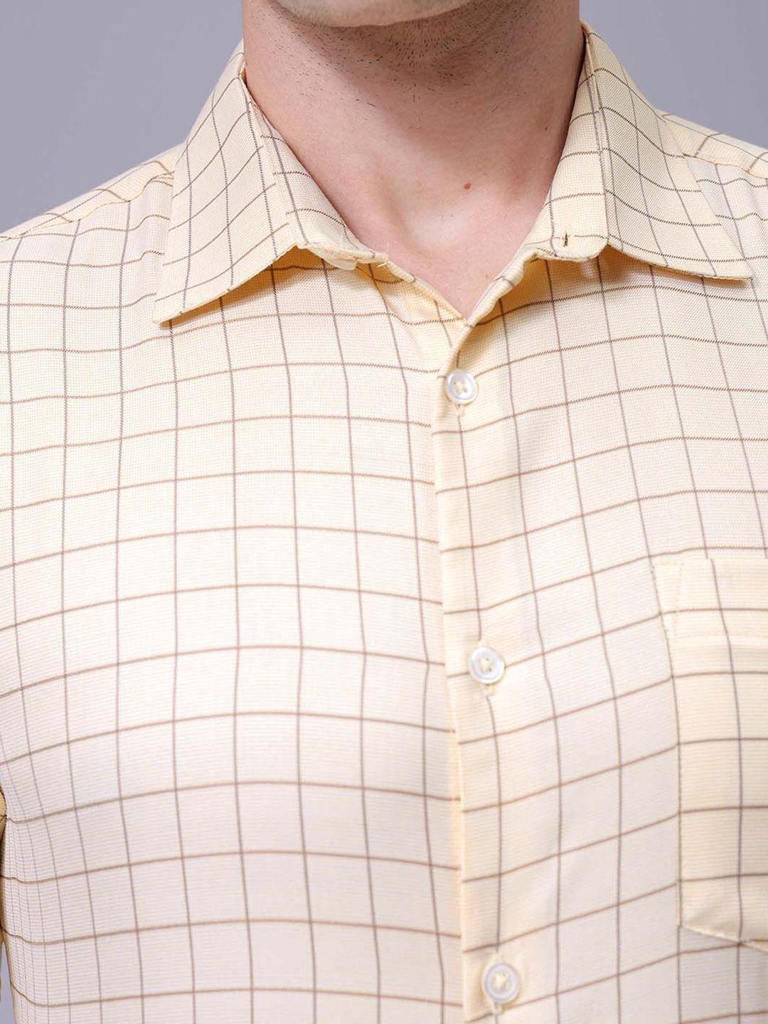 The Indian Garage Co. X Luxe Men Slim Fit Cutaway Collar Grid Tattersall Checked Formal Shirt