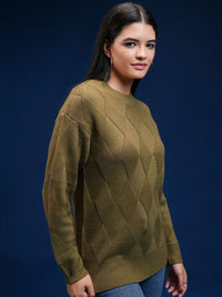 Tokyo Talkies Women Geometric Self Design Pullover
