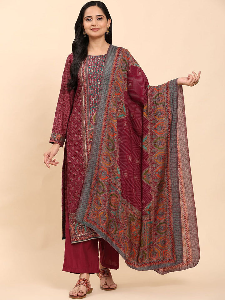 Mamicha Women Floral Embroidered Regular Pure Cotton Kurta with Palazzos & With Dupatta