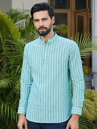 See Designs Men Striped Woven Design Cotton Straight Kurta