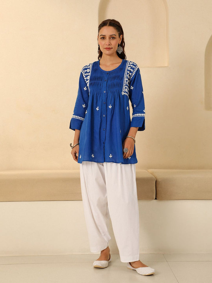 House of Chikankari Women White Cotton Solid Salwar