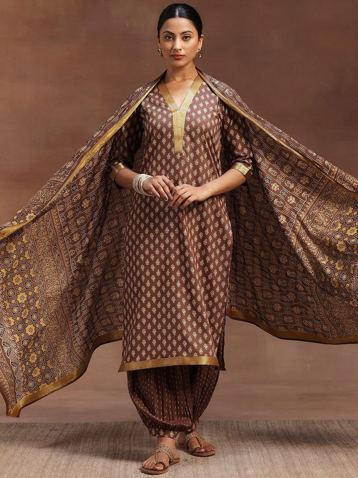 Libas Floral Printed Straight Gotta Patti Pure Cotton Kurta with Salwar & Dupatta