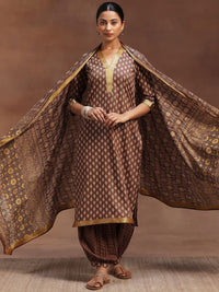Libas Floral Printed Straight Gotta Patti Pure Cotton Kurta with Salwar & Dupatta