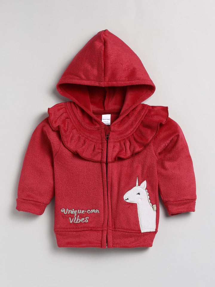 Moms Love Infant Girls Self Design Sweatshirt With Joggers