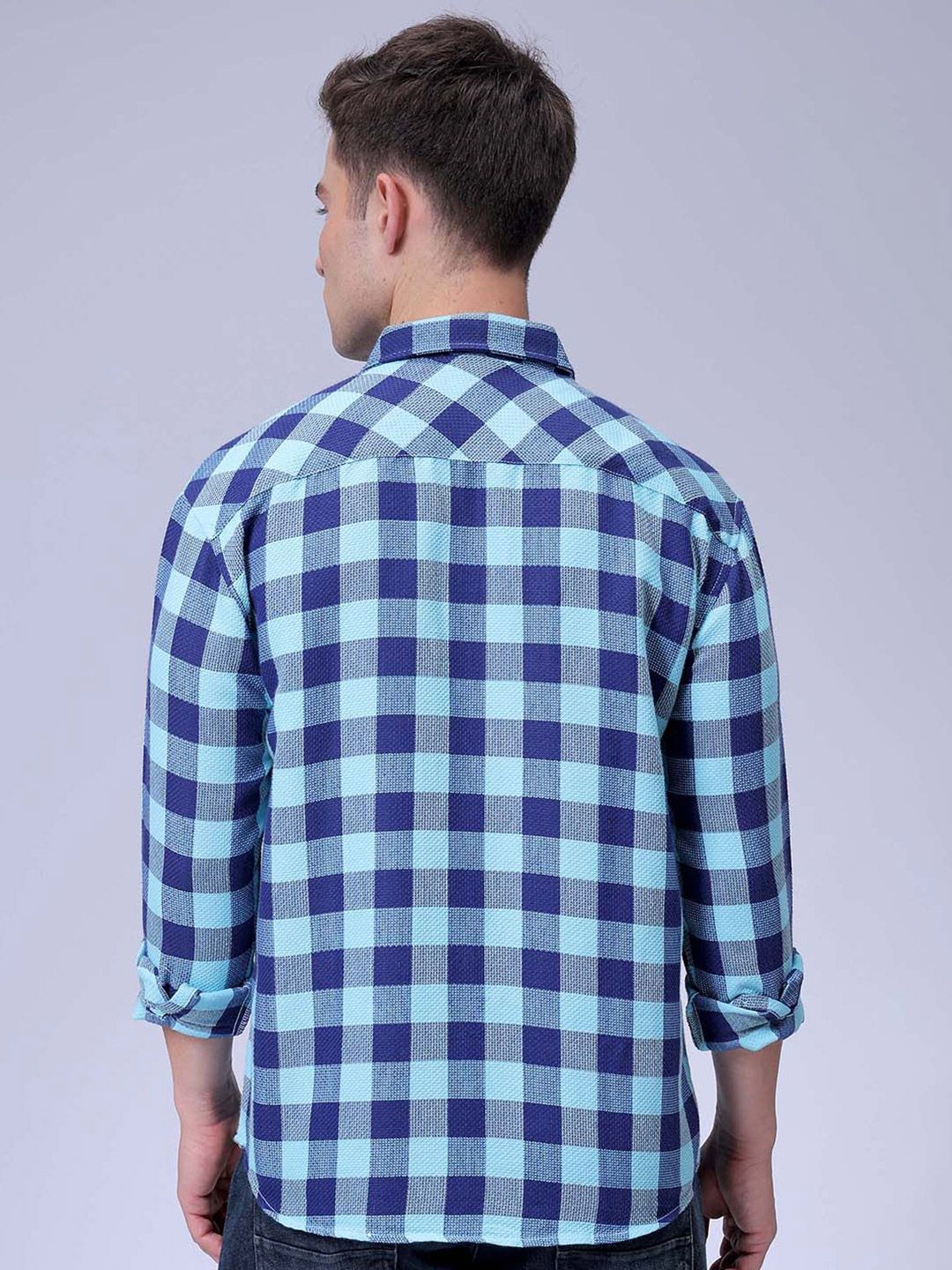 The Indian Garage Co Men Relaxed Fit Checked Dobby Textured Resortwear Shirt