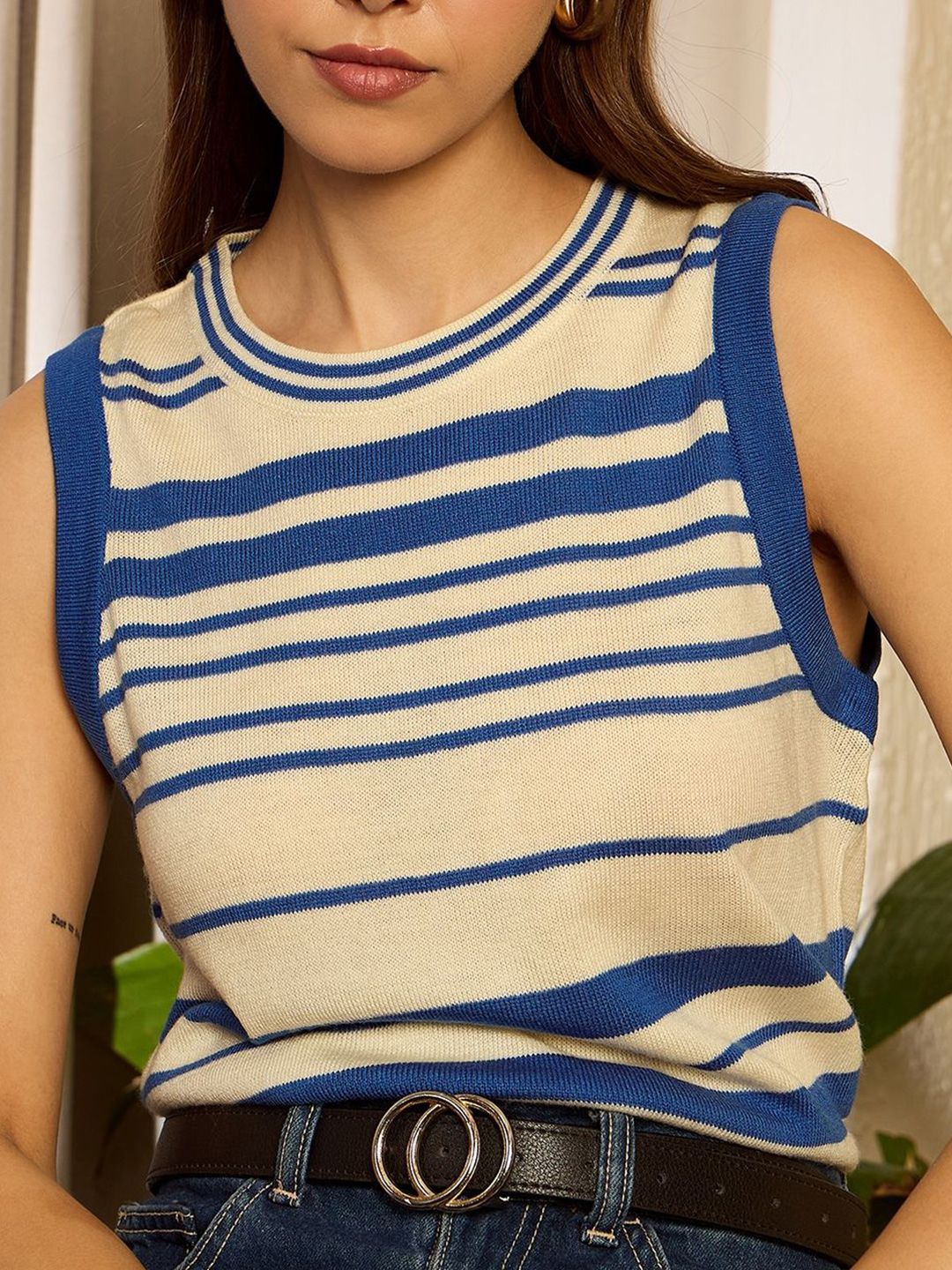 Berrylush Women Striped Sweater Vest