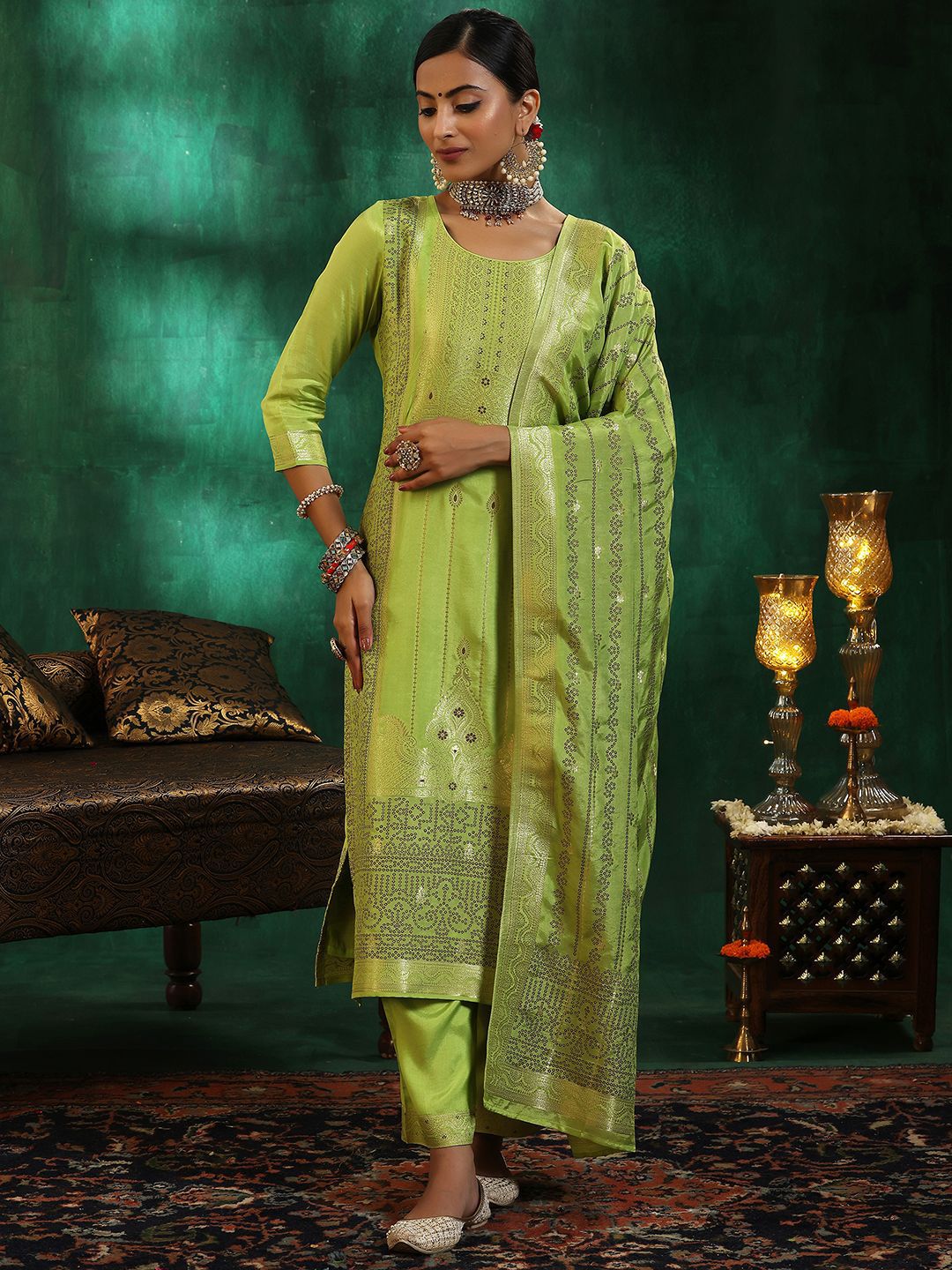 Libas Women Ethnic Motifs Regular Kurta with Trousers & With Dupatta