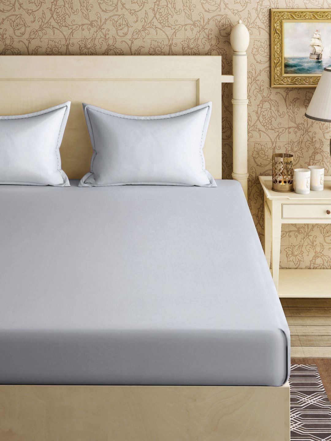Myntra Elegant Homes Grey 300 TC Set Cadar Katil King 2.50 m x 2.25 m
