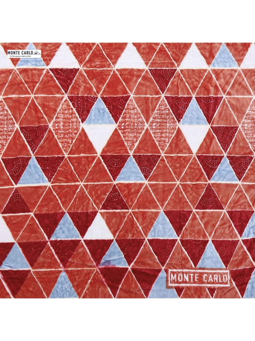 Monte Carlo White & Orange Geometric Mild Winter 500 GSM Single Bed Blanket