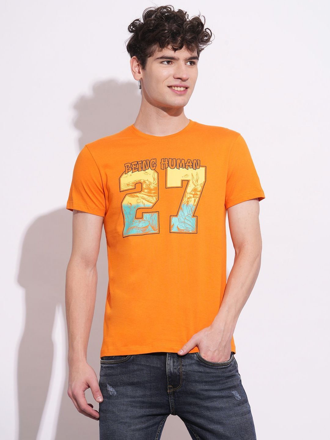 Being Human Men Typography Printed Round Neck Cotton T-shirt