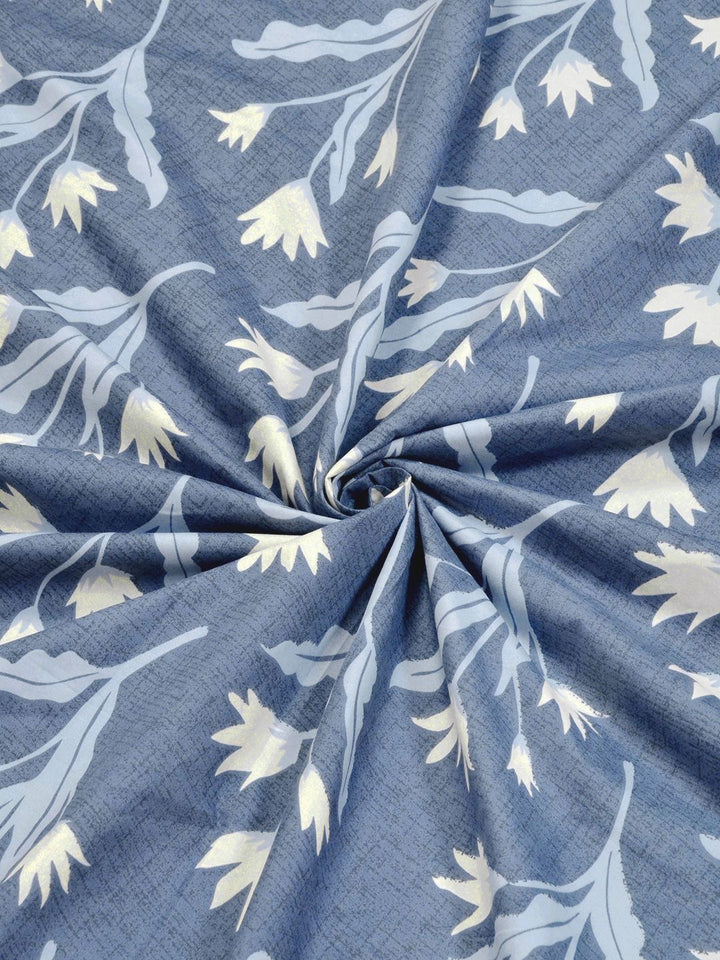Aura Blue Floral Printed 300 TC Cadar Katil King 2.50 m X 2.25 m