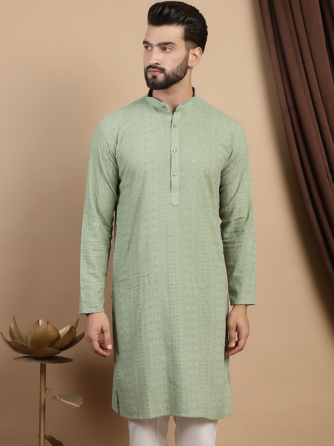 Anouk Mandarin Collar Lengan Panjang Cotton Kurta