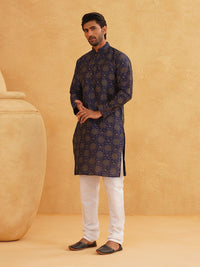 SOJANYA Floral Printed Mandarin Collar Straight Kurta With Churidar