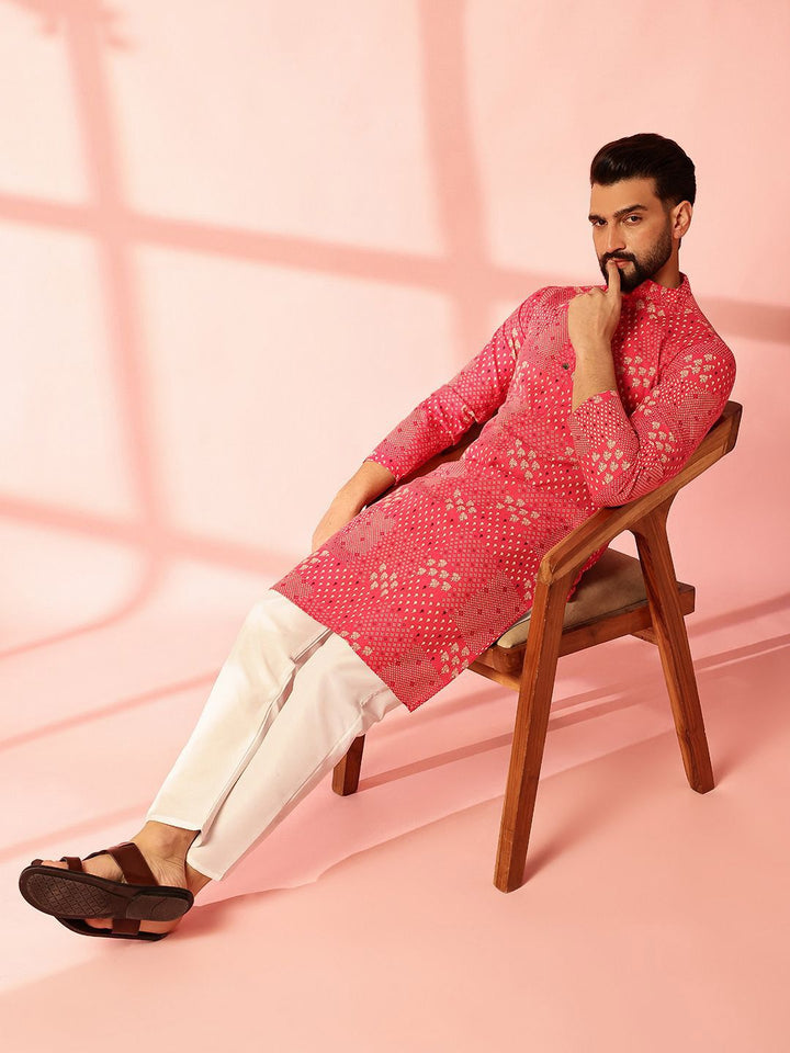 Anouk Men Bandhani Printed Regular Kurta with Pyjamas