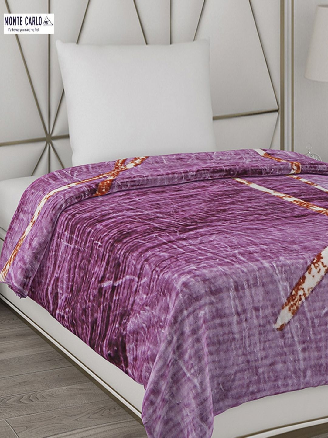 Monte Carlo Purple & Brown Abstract Printed Mild Winter 550 GSM Single Bed Blanket
