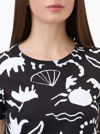 SPYKAR Women Regular Fit Abstract Printed Round Neck Cotton T-shirt