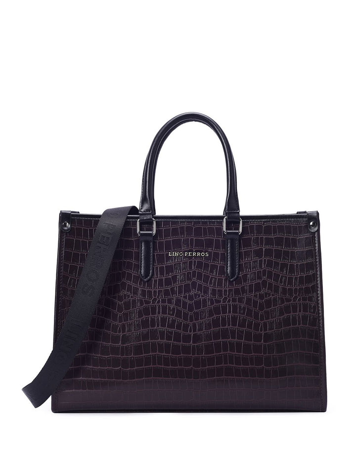 Lino Perros Croc Textured Structured Handheld Bag