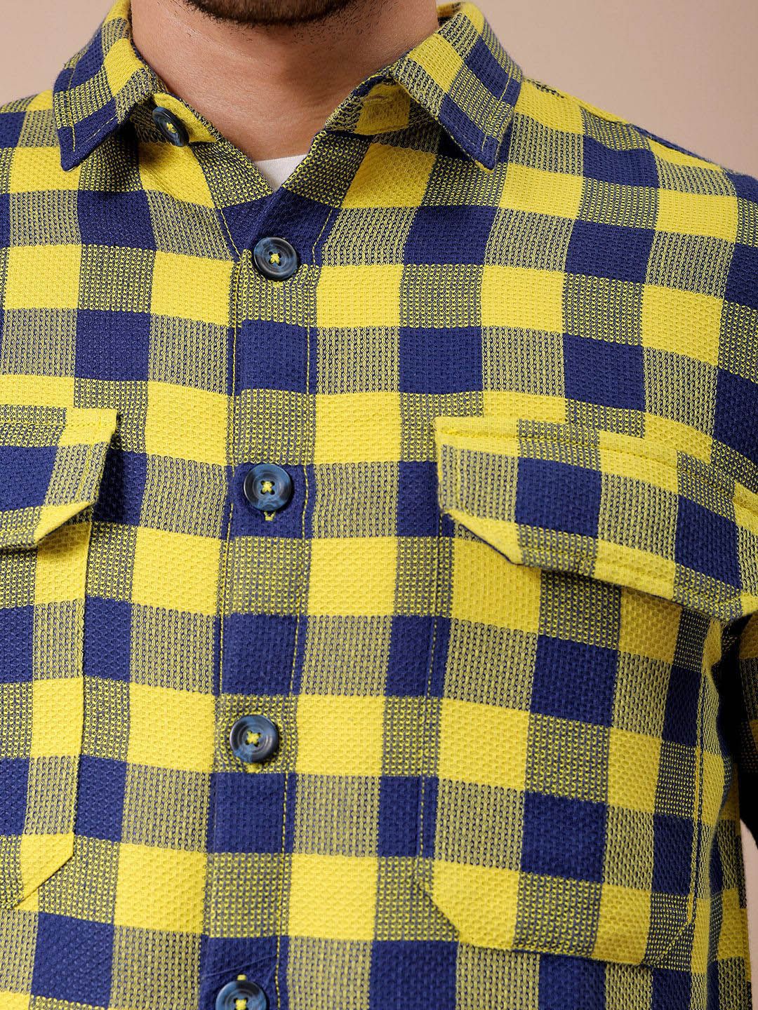 The Indian Garage Co Men Relaxed Fit Checked Dobby Textured Resortwear Shirt