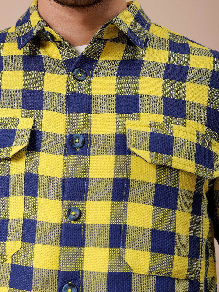 The Indian Garage Co Men Relaxed Fit Checked Dobby Textured Resortwear Shirt